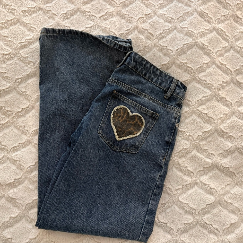 Edikted Blue Jeans with Heart Patch